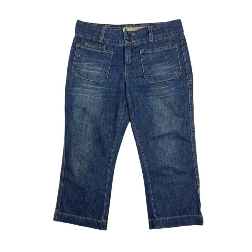 American Eagle‎ Outfitters Women Size 2 Medium Wash Denim Capri Crop Jeans